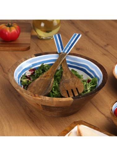 ENSALADERA DE MADERA CON ACABADO ESMALTADO MODELO MAREA 30 CM